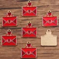 Red Enamel Heart Envelope Pendant Alloy DIY Jewelry Accessory Charm Variant Model - No. 10 (19E1) / 20x22mm / Red
