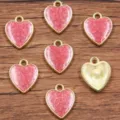 DIY ciondolo in lega smaltata cuore glitter rosa accessori per creazione di gioielli - Stile 9 Cuore Glitterato / 14x18mm / Rosa
