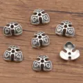 Antiek zilveren kraal kappen legering DIY sieraden accessoires afstandhouder armbaden - Driebladig Hol Patroon Stijl (1621) / 0.6*1.3mm / Antiek Zilver