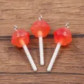 DIY resin round lollipop pendants, cute red candy hanging ornaments for jewelry making. - Round / 15x41mm (1 Piece) / Red