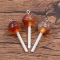 DIY resin lollipop pendant charm for bracelet necklace bag decoration craft making - Round / 15x41mm (1 Piece) / Brown