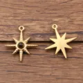 Edelstahl Stern Anhänger DIY Halskette Ohrring Schmuck Zubehör in goldener Farbe - Sternstil / 1 Stück (21x24mm) / Katzenaugen-Farbe