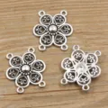 Antik Silber Legierung Blume Verbinder Anhänger Mehrloch DIY Schmuck Zubehör Bastelei - Verbinder Stil 21 / 27*30mm (3.3g) / Antiksilber