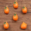 Edelstahl Orangen Frucht Anhänger Emaillierter Schmuck DIY Zubehör - 1 Stück Neu - 实色橘色橙子(11号) / 8x15mm