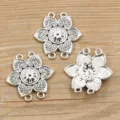 Antiksilber Blumen Schmuckverbinder Mehrloch DIY Charms Metalllegierung Basteln Zubehör - Verbinder Stil 22 / 33*35mm (3.3g) / Antiksilber