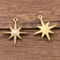 Edelstahl Stern Anhänger Gold DIY Halskette Ohrring Charms Schmuckzubehör Basteln - Sternstil / 1 Stück (21x24mm) / Weiß