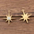 Edelstahl Naturstein Stern Anhänger DIY Halskette Ohrring Schmuck Zubehör Variante neu - Sternstil / 1 Stück (21x24mm) / Hellgrün