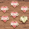 San Valentino cuore smaltato XOXO ciondolo in metallo accessori per gioielli fai da te - Stile 11 Cuore XOXO / 15x15mm / Rosa