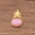 Goldfarbener Edelstahl DIY Anhänger mit rosa Stein Charm für handgemachte Schmuckherstellung. - Kürbis Stil / 1 Stück (11x22mm) / Rosa