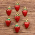 Edelstahl Emaillierte Erdbeere Anhänger DIY Schmuck Zubehör für Halskette Armband Basteln - 3D Erdbeere (Nr. 5) / 1 Stück (8x13mm) / Rot