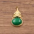 Edelstahl gruener Edelstein Anhaenger DIY Schmuck Charms modisches Zubehoer vielseitig. - Kürbis Stil / 1 Stück (11x22mm) / Dunkelgrün