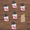Cute chocolate enamel charm pendant pink heart alloy DIY jewelry accessories variant - No. 12 (19E1) / 14x25mm / Pink