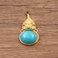 Edelstahl Naturstein Anhänger Charm, blauer ovaler Edelstein für DIY Schmuck Zubehör - Kürbis Stil / 1 Stück (11x22mm) / Blau