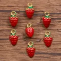 304 Edelstahl 3D Erdbeere Anhänger DIY Schmuckherstellung süßes Frucht Zubehör - 立体红草莓(4号) / 6x11mm