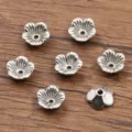 Antiek zilver bloem kralenkapjes DIY legering afstandhouders voor kettingen en armbanden. - Holle Kraalkap Stijl (2357) / 1 Stuk (4x9mm) / Antiek Zilver
