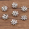 Antiek zilveren legering bloem kraalkappen voor DIY sieraden maken, armband en ketting. - Kleine Holle Bloemstijl (2472) / 1 stuk (3x10mm) / Antiek Zilver