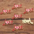 Ciondolo Cuore Amore in Lega Accessorio Gioiello DIY Variante Smalto Glitter Rosso. - Stile 14 Cuore LOVE / 17x26mm / Rosso