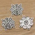Antiksilber DIY Legierung mehrloechiger Schmuckverbinder Bluete Vintage Anhaenger Stueck - Nr. 30 Verbinder / 30*32mm / Antiksilber