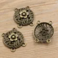 Antikbronze Legierung DIY Schmuckverbinder Anhänger mit filigranem Blumenmuster für Basteln. - Nr. 29 Verbinder / 25*29mm / Antikbronze