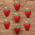 Süße rote Erdbeere Metall Emaille Anhänger für DIY Schmuckherstellung und Zubehör. - 3D Erdbeere (Nr. 6) / 1 Stück/Packung (10x16mm) / Rot