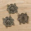 Antike Bronze Legierung Blume Verbinder Charms Mehrloch DIY Schmuck Fundstücke Handwerk Anhänger - Nr. 30 Verbinder / 30*32mm / Antikbronze