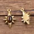Edelstahl Tigerauge Stern Anhänger DIY Schmuck Charm für Halskette Ohrring Zubehör. - Oktogramm-Stern-Stil / 1 Stück/Packung (15x22mm) / Katzenaugen-Farbe