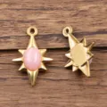 Edelstahl rosa Naturstein Stern Anhänger für DIY Halskette Ohrringe Schmuckherstellung. - Oktogramm-Stern-Stil / 1 Stück/Packung (15x22mm) / Rosa