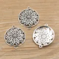 DIY Legierung Schmuck Verbinder Antik Silber Vintage Hohl Runde Anhänger Fundstücke - Nr. 33 Verbinder / 29*35mm / Antiksilber