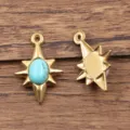Edelstahl Türkis Stern Anhänger für DIY Halskette und Ohrring Schmuckherstellung Zubehör. - Oktogramm-Stern-Stil / 1 Stück/Packung (15x22mm) / Blaugrün