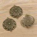 Antikbronze hohler runder Metallverbinder für DIY Schmuckherstellung und handgefertigte Anhänger. - Nr. 33 Verbinder / 29*35mm / Antikbronze