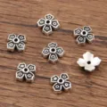 Antiek zilver bloem tussenkralen legering DIY sieraden maken accessoires voor armbands - Mini Holle Kraalkap (3384) / 1 Stuk/Verpakking (3*7mm) / Antiek Zilver
