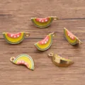Edelstahl Emaillierte Frucht Scheibe Anhänger, süsse Wassermelone DIY Schmuck Herstellung. - Wassermelone (Nr. 25) / 1 Stück (8x18mm) / Gelb