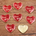 Ciondolo cuore glitter rosso amore gioielli in lega fai da te per San Valentino - Stile 19 Cuore 'Love you' (26G2) / 21*23mm / Rosso