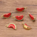 Vergoldete Emaille Wassermelone Anhänger für DIY Schmuckherstellung Handwerk Zubehör - Wassermelone (Nr. 25) / 1 Stück (8x18mm) / Rot