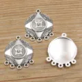 DIY Antiksilber Legierung Schmuck Verbinder Mehrloch Vintage Anhänger Basteln Zubehör - Rhombus-Hohl-Schnitz-Stil (37号连接器) / 1 Stück (25*31mm) / Antiksilber