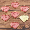 Pendente in lega smaltata a forma di cuore con testo amore glitterato per gioielli fai da te. - Stile 21 Cuore 'Love' (26G2) / 21*23mm / Rosso
