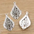 Antike Silber Legierung Tropfen Anhänger Verbinder DIY Schmuck Zubehör Basteln Teile - Tropfenform Hohl Vintage Stil (38号连接器) / 1 Stück (23*41mm) / Antiksilber