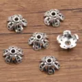 Antieke zilveren bloem kralenkapjes legering DIY sieraden voor armbanden kettingen. - Holle Bloemblad Stijl (3754) / 1 Stuk/Verpakking (6*16mm) / Antiek Zilver