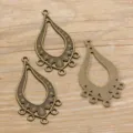 Antikbronze Tropfen Mehrloch Anschluss Anhänger für DIY Schmuckherstellung und Basteln. - Verbinder Nr. 39 / 25*46mm / Antikbronze