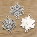 Antiksilber Legierung Blumen Verbinder Anhänger DIY Schmuck Handwerk Zubehör Teile - Vintage Blumen Multi-Loch Verbinder (40号连接器) / 1 Stück (28*40mm) / Antiksilber