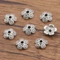 Antiek zilveren bloem kralenkapjes voor DIY sieraden, tussenkralen voor armbanden en kettingen. - Holle Bloemstijl (4013) / 3x8mm / Antiek Zilver