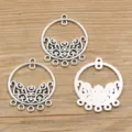 Antiksilber Legierung Mehrloch Schmuckverbinder DIY Handwerk Anhänger Charms 3 Stück Set - Hohlmuster Verbinder Stil (42号连接器) / 1 Stück (28*35mm) / Antiksilber