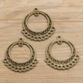 Antike Bronze DIY Schmuck Verbinder Mehrloch Runde Metall Charms Bastelkomponente - Verbinder Nr. 43 / 34*37mm / Antikbronze