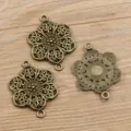 Antike Bronze DIY Legierung Blume Schmuck Verbinder Mehrloch Basteln Anhänger Charms - Verbinder Nr. 44 / 28*40mm / Antikbronze