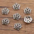 Antiek zilveren bloem kralenkapjes legering DIY afstandhouders voor armband en ketting - Holle Bloem Kraalkap (4226) / 4x12mm / Antiek Zilver