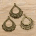 Antike bronzefarbene Tropfen Filigran Anhänger DIY Schmuck Verbinder Basteln Set neu - Typ 50 Verbinder / 35x44mm / Antikbronze