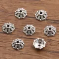 Antiek zilverlegering bloem kralen dop afstandshouders voor DIY armbanden sieraden maken - Holle Kraalkap (4411) / 4*10mm / Antiek Zilver