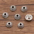Antiek zilveren metalen bloem kralenkapjes tussenstukjes voor DIY sieraden maken armband - Holle Kraalkap (4449) / 3*8mm / Antiek Zilver