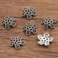 Antiek zilveren legering bloem afstandshouder kralen DIY sieraden armband ketting accessoires - Holle Kraalkap (4860) / 3*11mm / Antiek Zilver