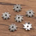 Antiek zilveren bloem kraalkapjes legering DIY tussenstuk voor armband sieraden maken - Opengewerkte Bloem Stijl (5000) / 1 Stuk (4x13mm) / Antiek Zilver